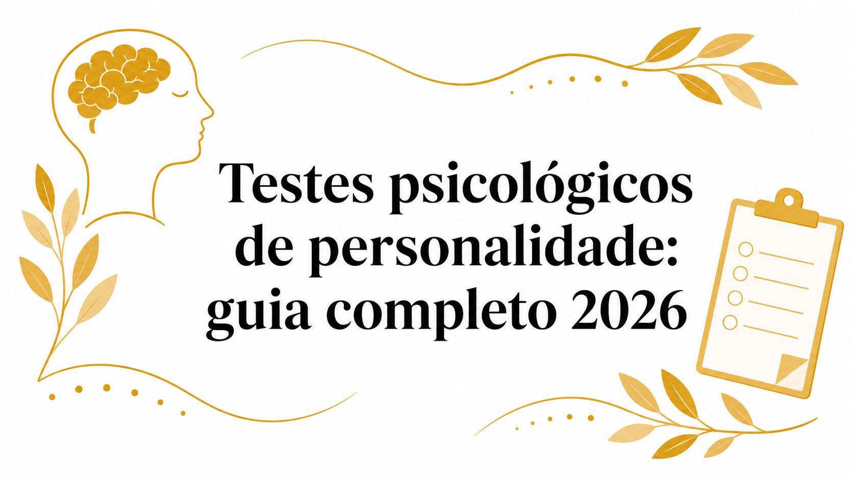 Ilustração com um perfil humano, folhas douradas e uma prancheta, com o título do artigo